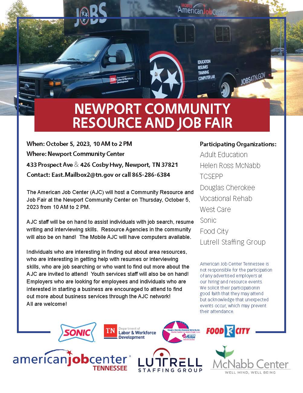 Newport Resource and Job Fair Flyer
