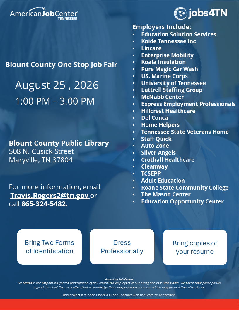 Blount County One Stop Resource Job Fair
