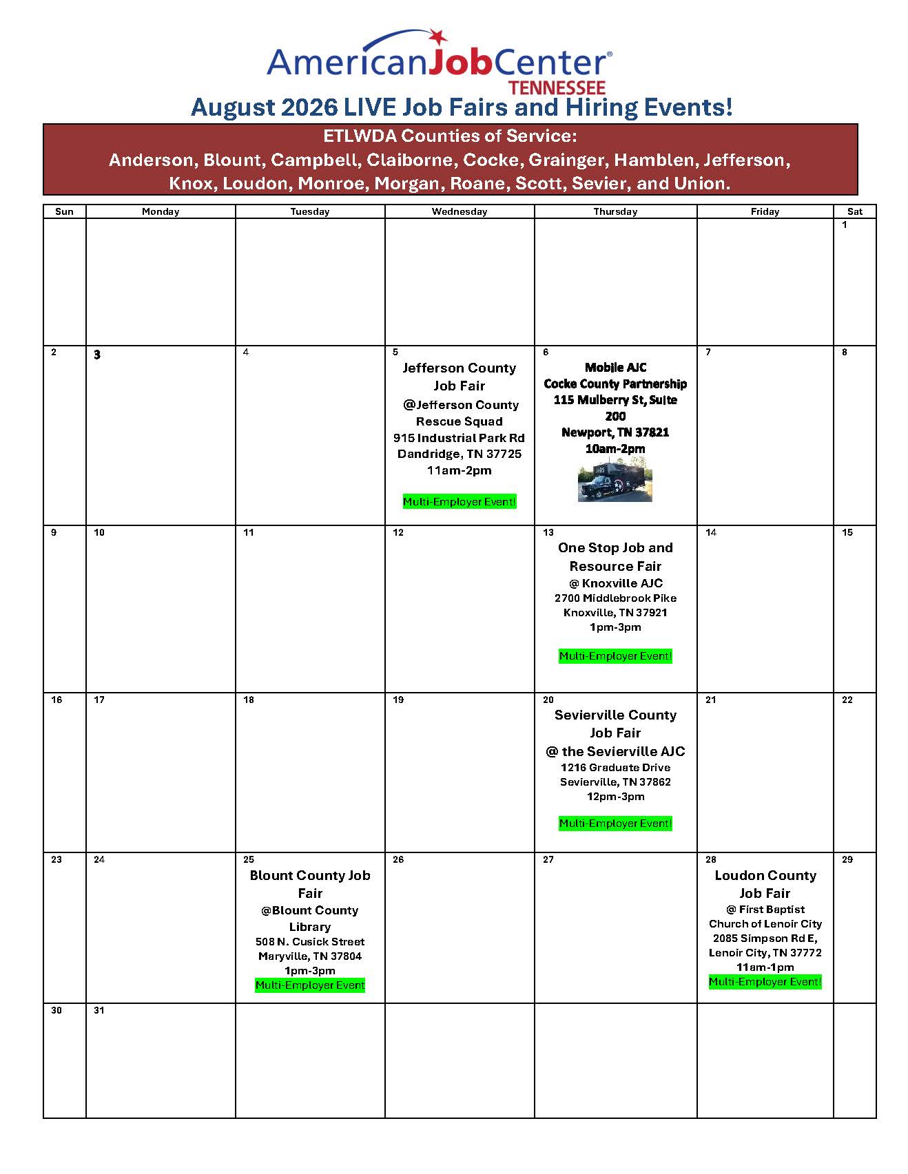 August Calendar