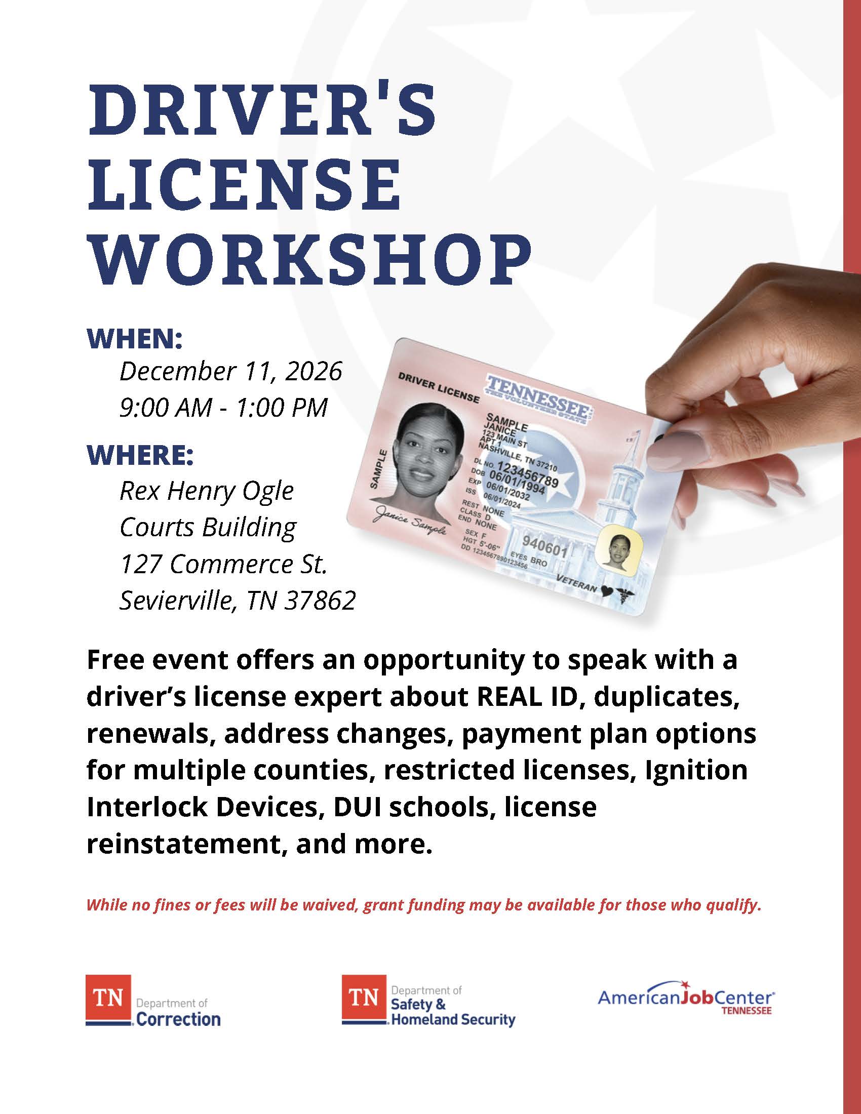Sevier County Driver License Workshop